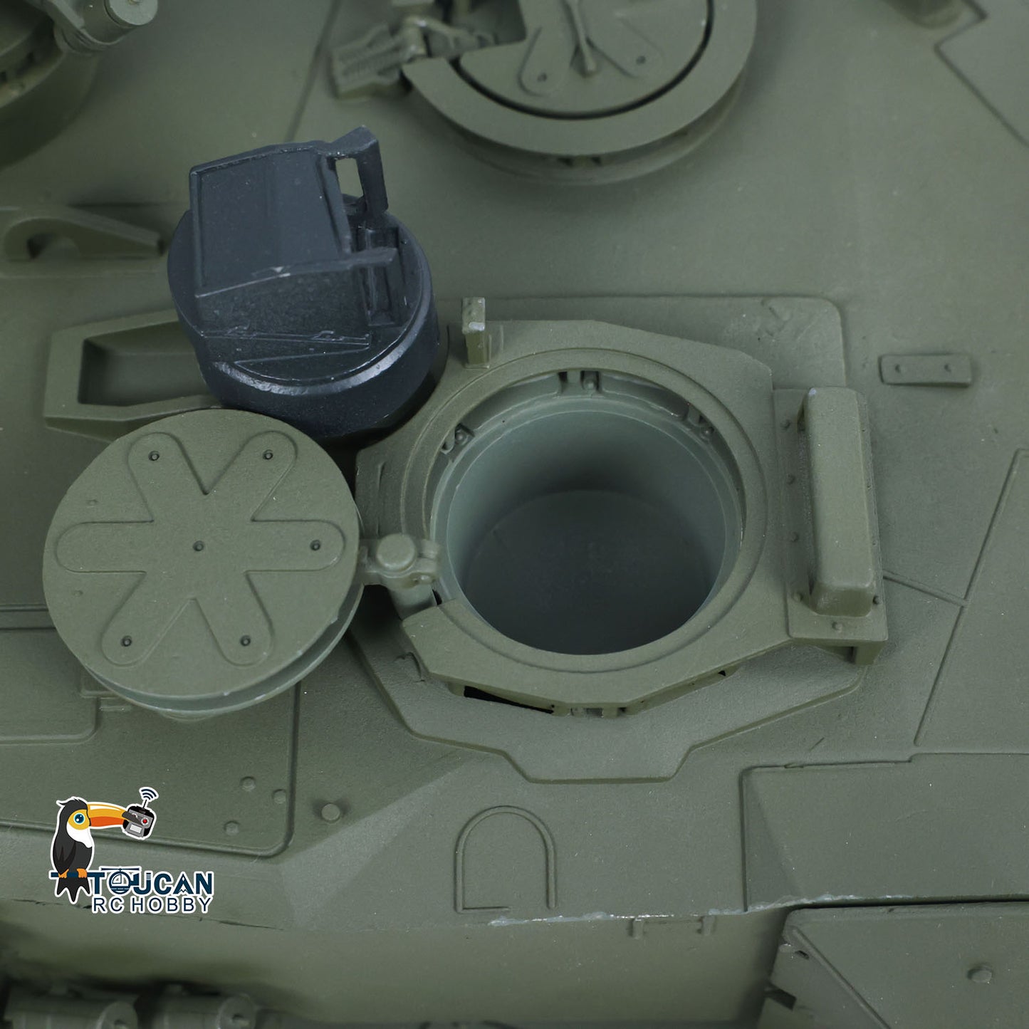 TOUCAN 1/16 Metal RC Tank 3889 German Leopard A6 Turret Electric Periscope 360 Rotation Barrel Recoil Elevation Battery RTR