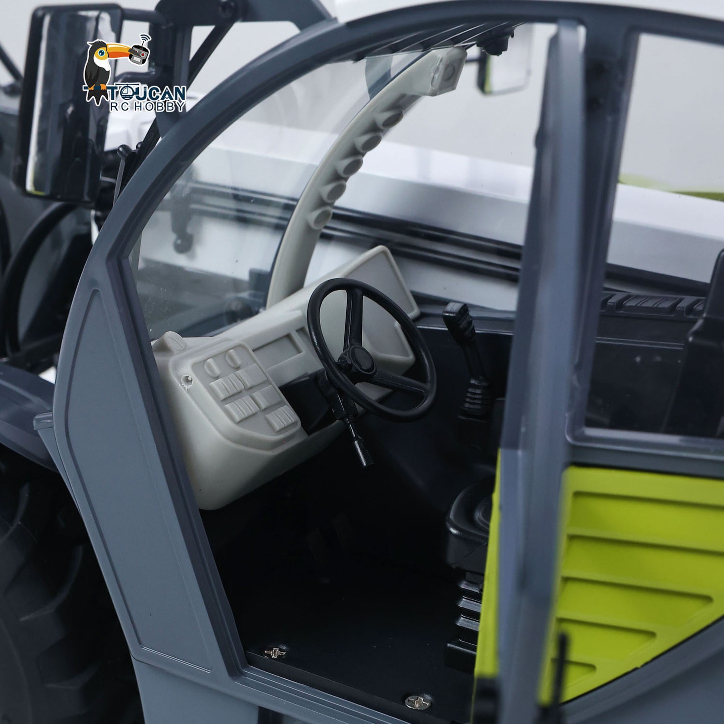 US Stock JDM-128 1/14 Metal Remote Control Hydraulic Telescopic Forklift Painted Model Axle Locks Quick Coupler No Light Sound System