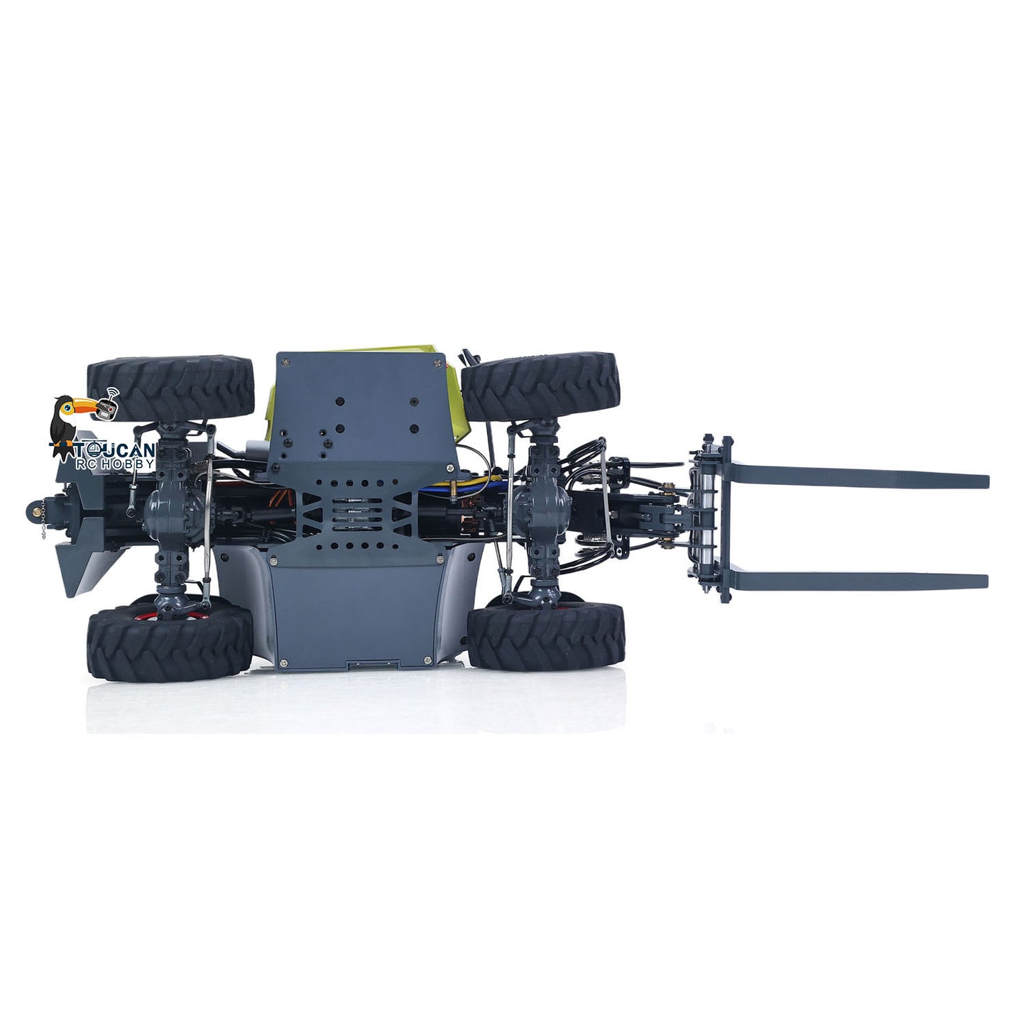 US Stock JDM-128 1/14 Metal Remote Control Hydraulic Telescopic Forklift Painted Model Axle Locks Quick Coupler No Light Sound System