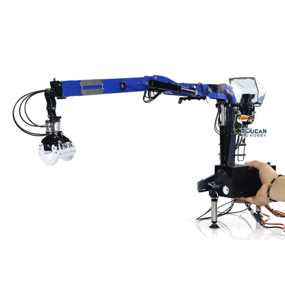 LESU 1/14 Metal RC Hydraulic Timber Crane Fly Jib 360 Degree Rotation 3-Stage Telescopic Arms for Remote Control Tractor Truck