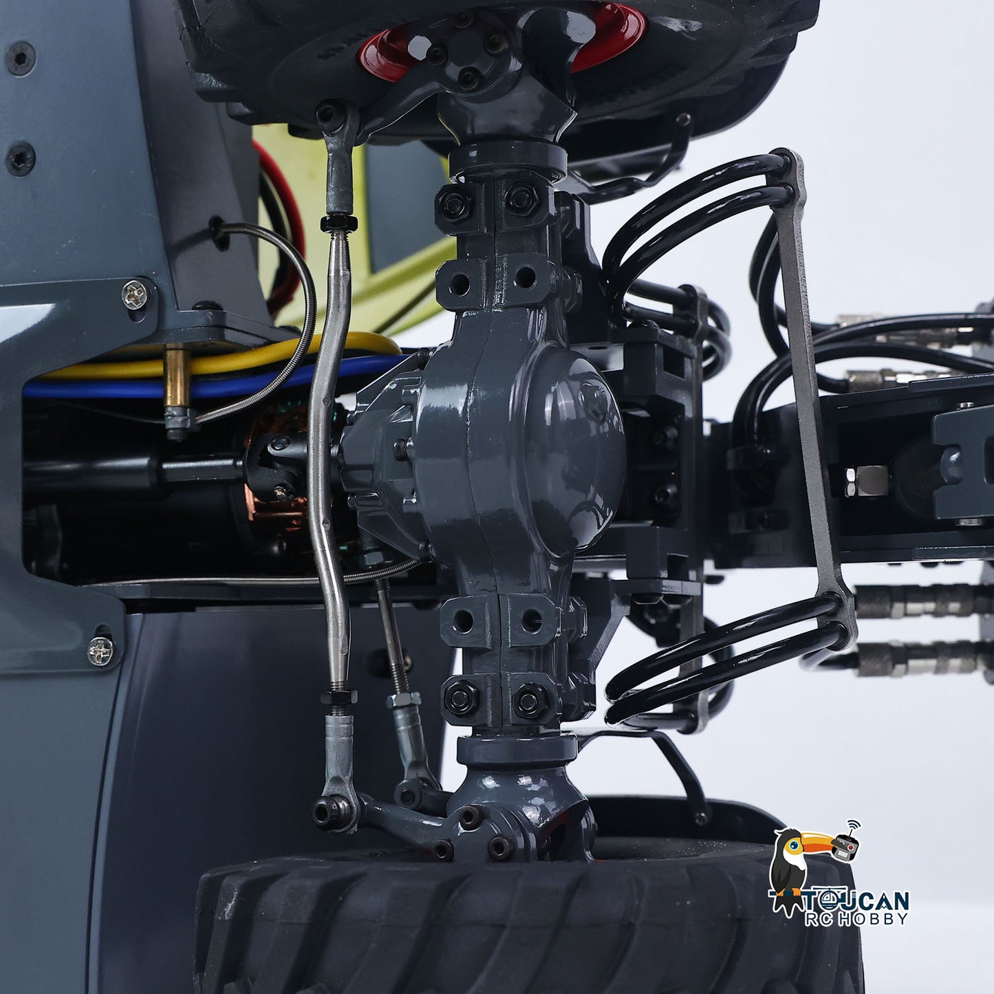 US Stock JDM-128 1/14 Metal Remote Control Hydraulic Telescopic Forklift Painted Model Axle Locks Quick Coupler No Light Sound System