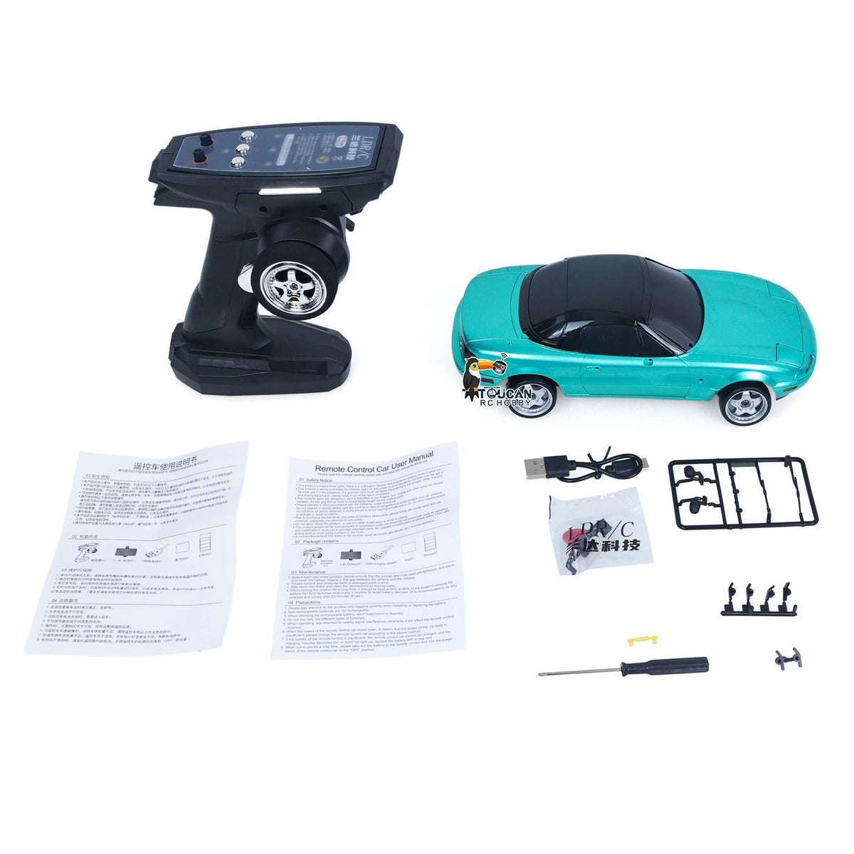 TOUCAN RC HOBBY US Stock LDRC LD1804 1/18 2.4G 4X2 Remote Control Drift Car Brushed Motor ESC Servo Light System RC Racing Vehicle Assembled RTR