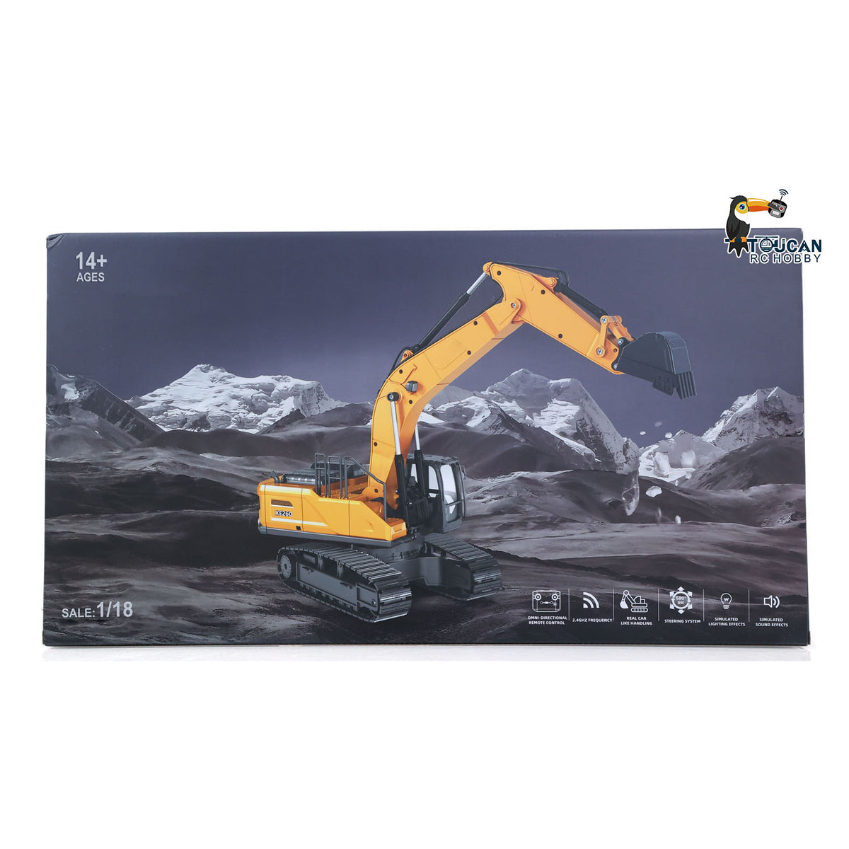 TOUCAN RC HOBBY HUINA 1/18 Electric RC Excavator XE1260 Remote Control Digger RTR 300 Degree Rotation Finished Model Metal Bucket Light Sound