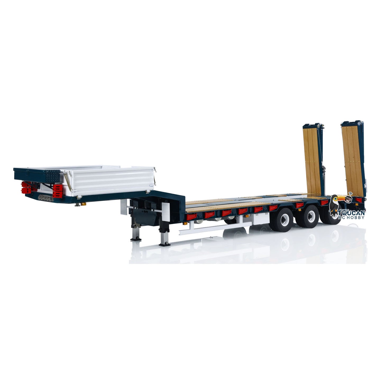 LESU A0041 1/14 Metal Trailer Hydraulic Lifting Tailboard with Landing Legs 3 Axles Chassis for RC Tractor Truck DIY Construction Model