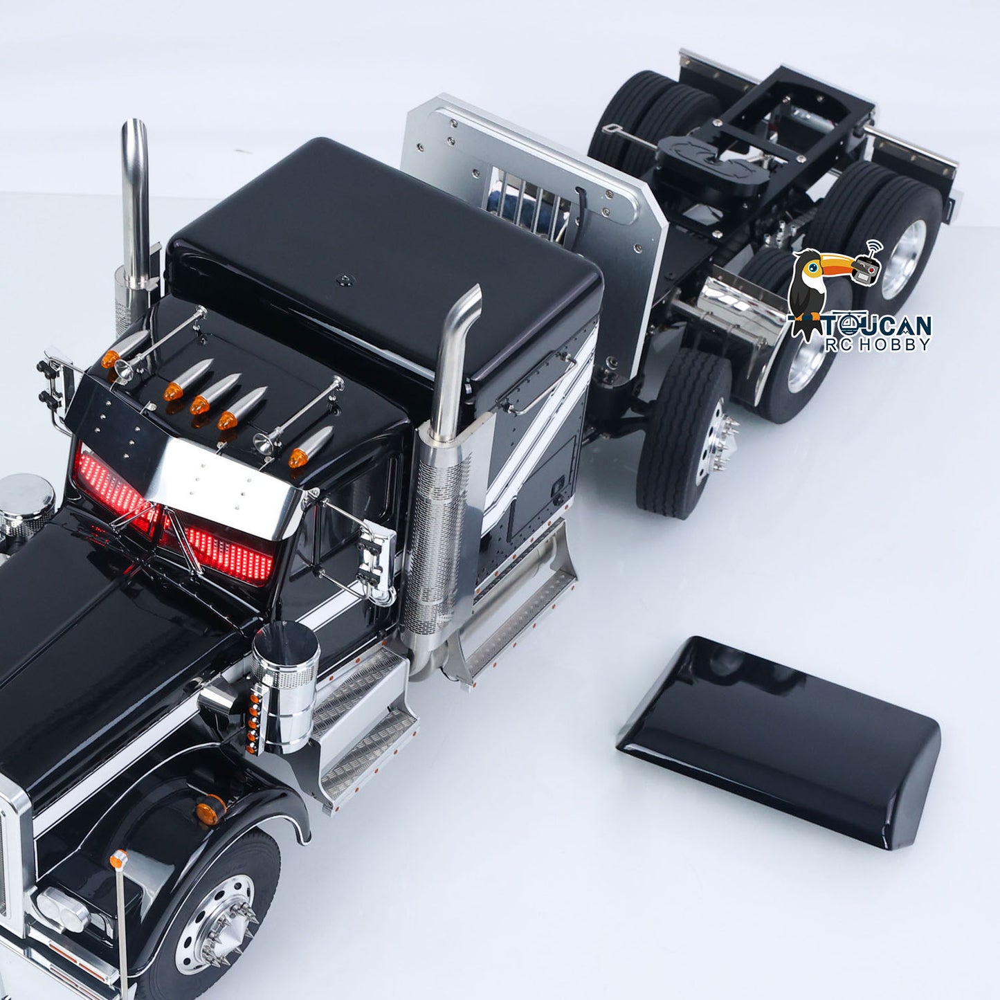 TOUCAN RC HOBBY 56344 Grand Hauler 1/14 8X6 Metal Chassis RC Tractor Truck 3-Speed Liftable Axle Differential Lock Light Sound Smoke