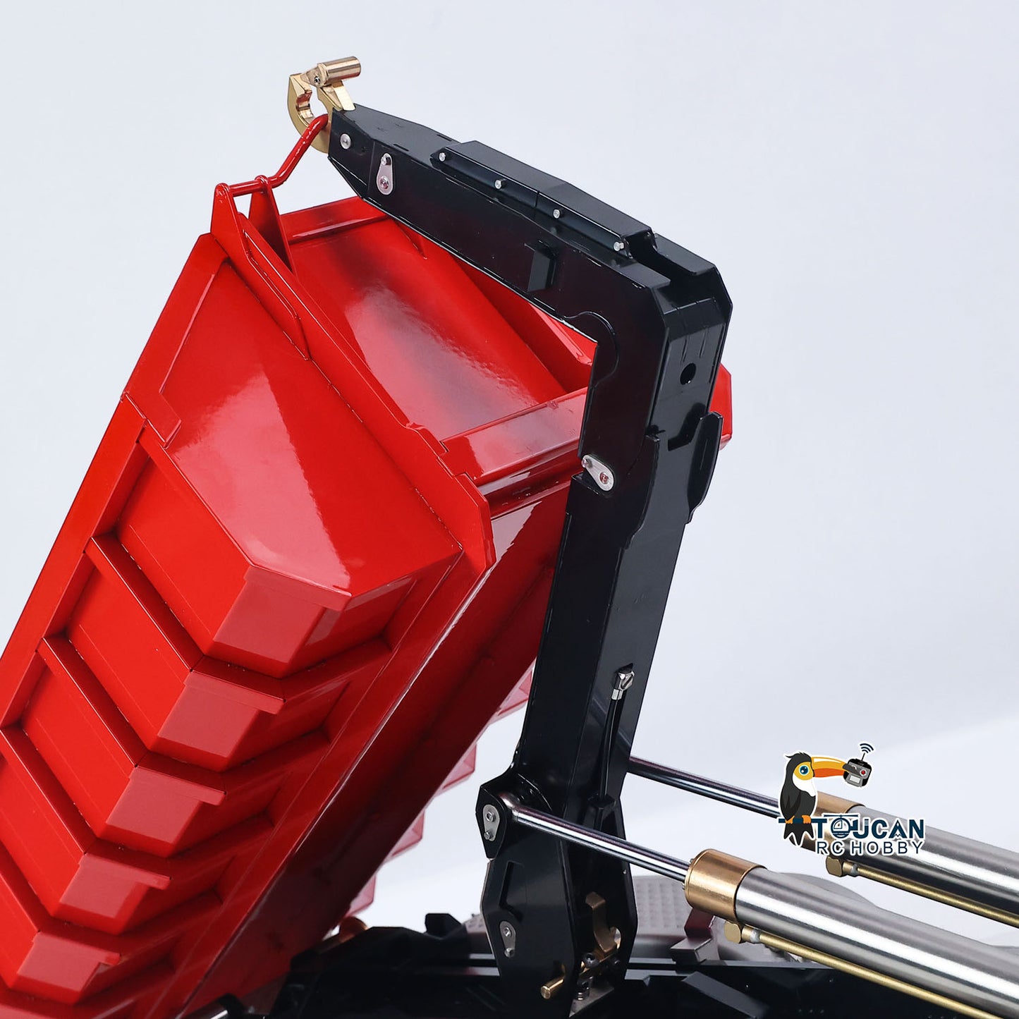 Toucanhobby 1/14 Remote Control Metal Hydraulic Roll On Off Dump Truck 8*8 5 Valves RC Full Tipper 3Speed Gearbox Hobbywing 1060 Brushed ESC Differential Locks