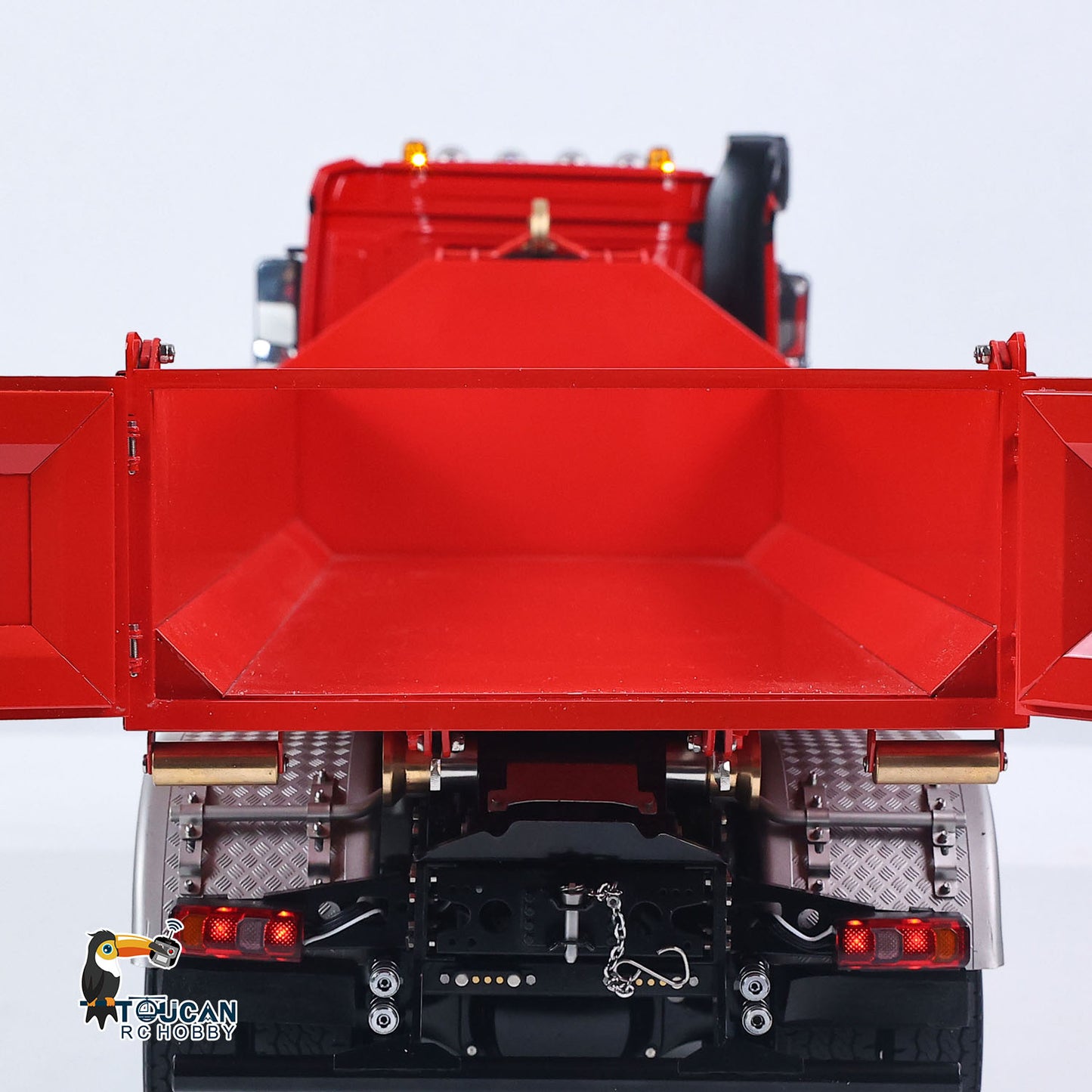Toucanhobby 1/14 Remote Control Metal Hydraulic Roll On Off Dump Truck 8*8 5 Valves RC Full Tipper 3Speed Gearbox Hobbywing 1060 Brushed ESC Differential Locks