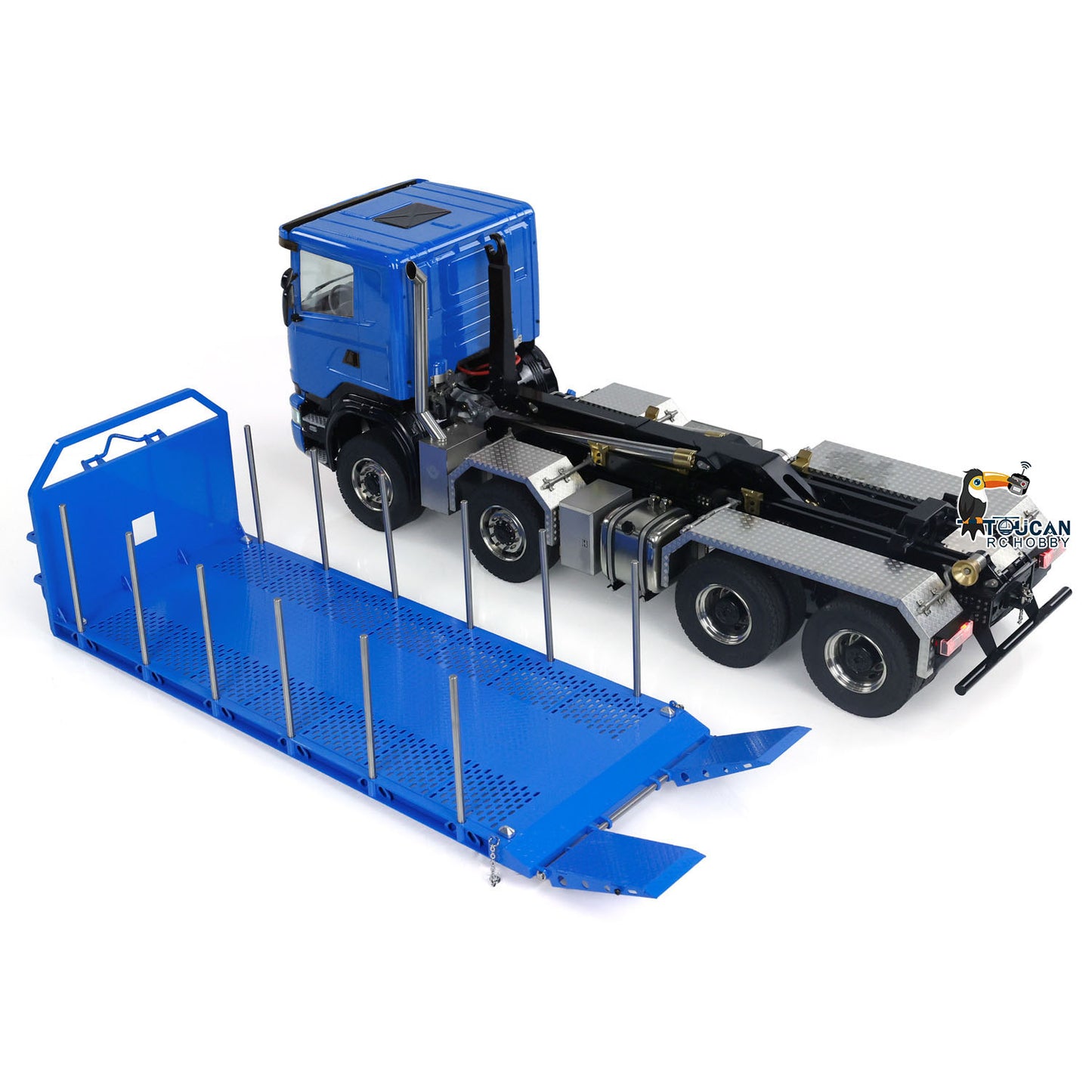 Toucanhobby G88 1/14 Metal 8x8 RC Roll On Off Hydraulic Dump Truck PNP 3 Speed Transmission Differential Lock Axles ST8 Controller Light Sound System for Construction Model Collectors