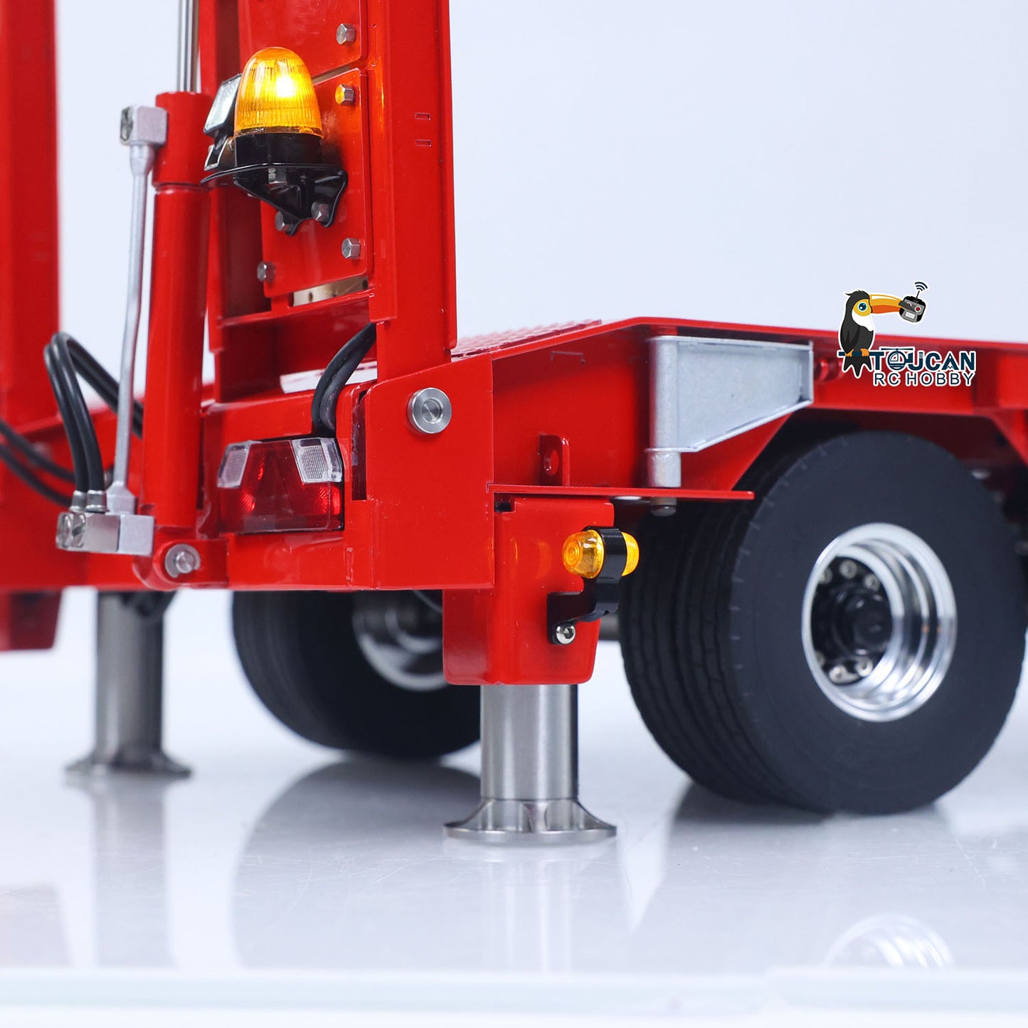 LESU A0049 1/14 Metal 4-Axle Hydraulic RC Trailer Model with Lifting Tailboard Brushless ESC 2CH Valves for RC Tractor Trucks