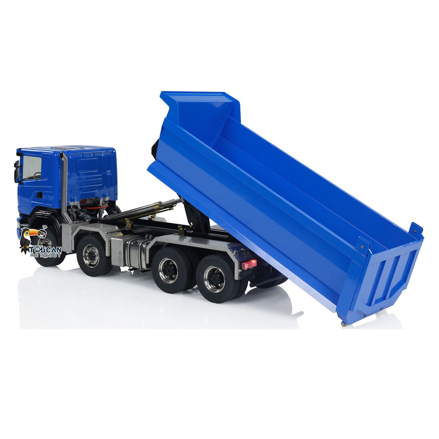 Toucanhobby G88 1/14 Metal 8x8 RC Hydraulic Roll On Off Dump Truck PNP U-Shaped High Bucket 3 Speed Transmission Differential Lock Light Sound ST8 Controller for Construction Collectors