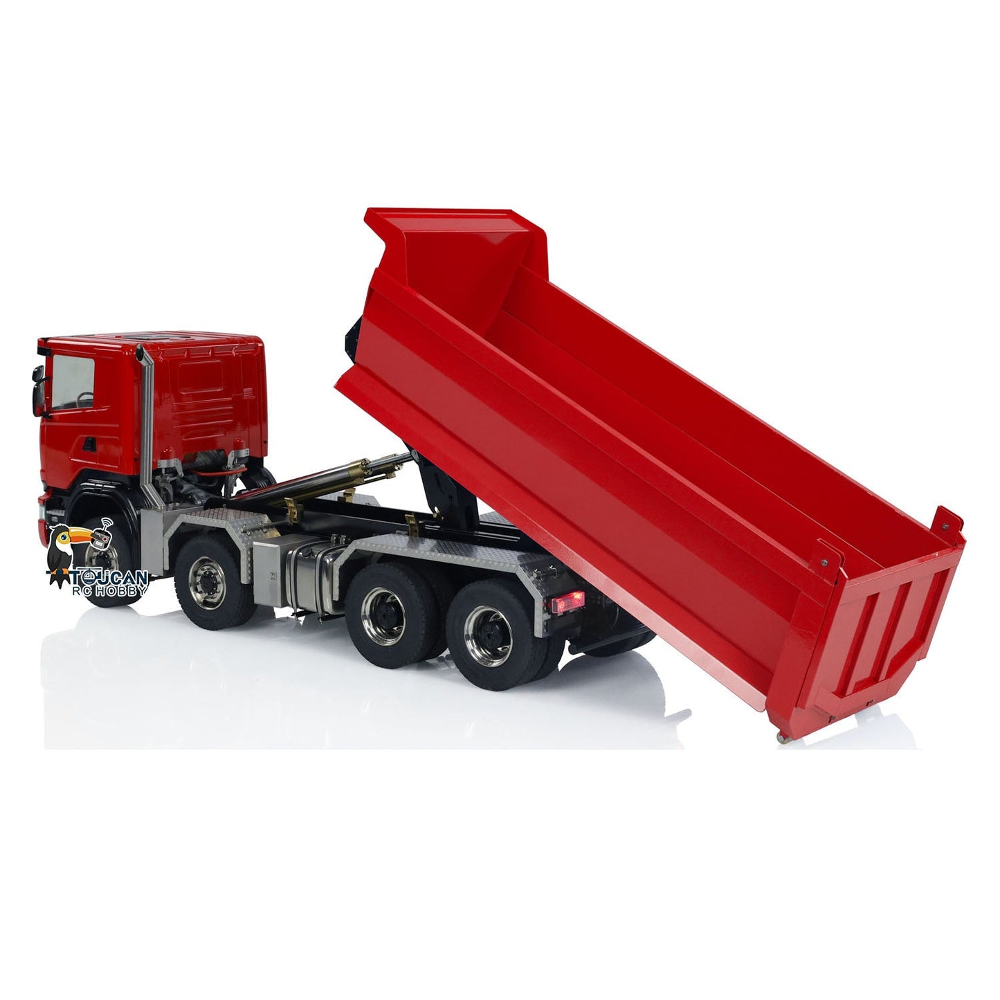 1/14 8x8 RC Hydraulic Equipment Radio Controlled Roll Off Dumper Trucks Full Dump Truck U-shaped Short High Bucket Timber Flatbed