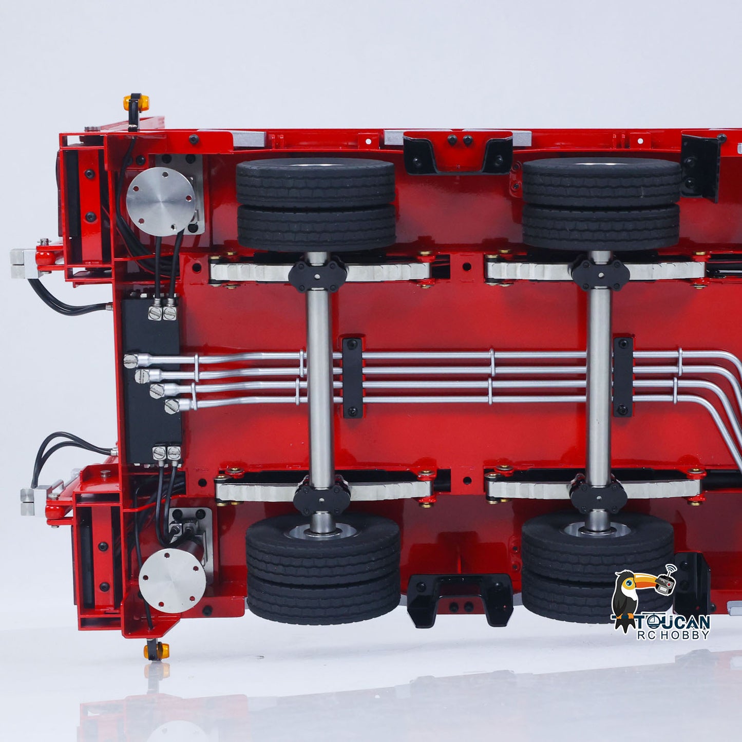 LESU A0049 1/14 Metal 4-Axle Hydraulic RC Trailer Model with Lifting Tailboard Brushless ESC 2CH Valves for RC Tractor Trucks