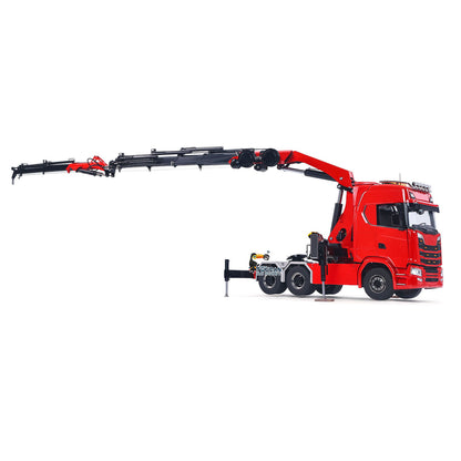 1/14 RC Truck Remote Control Tractor Truck 7-way Valves Hydraulic Crane 6x6 RC Lorry Car 3Speed Gearbox Axle Locks Light Sound System
