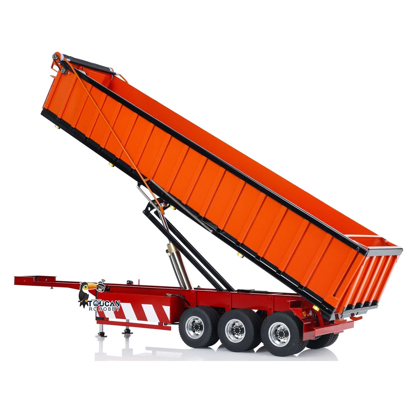 Pre-order US Stock 1/14 Metal 3 Axles Hydraulic Dump Trailer Electric Awning for RC Tractor Trucks Engineering Vehicle Model Pump ESC