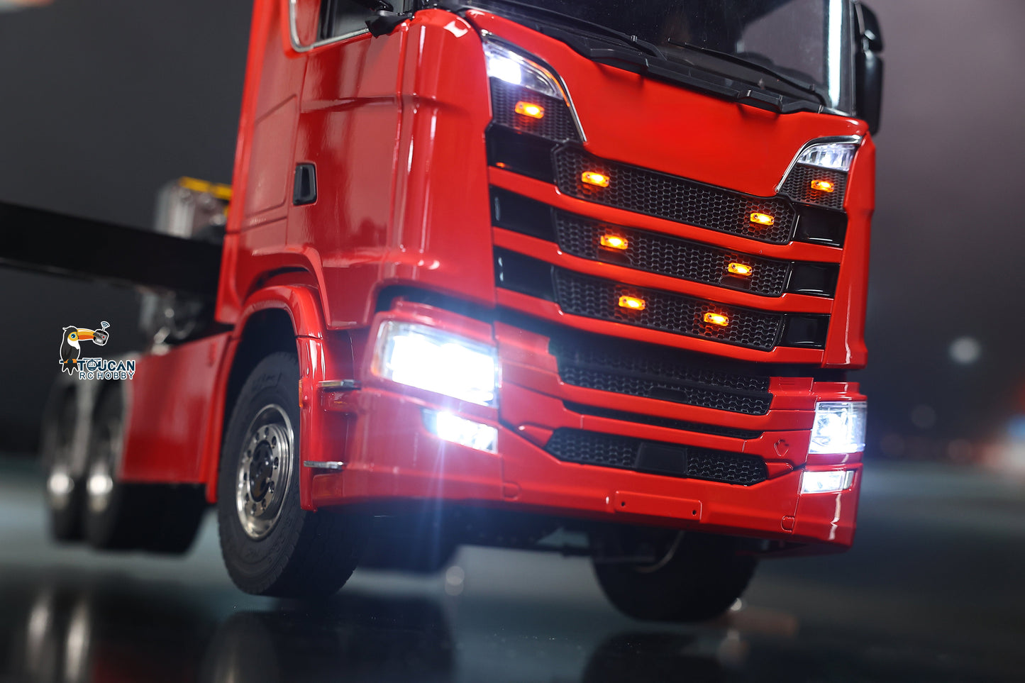 1/14 RC Truck Remote Control Tractor Truck 7-way Valves Hydraulic Crane 6x6 RC Lorry Car 3Speed Gearbox Axle Locks Light Sound System