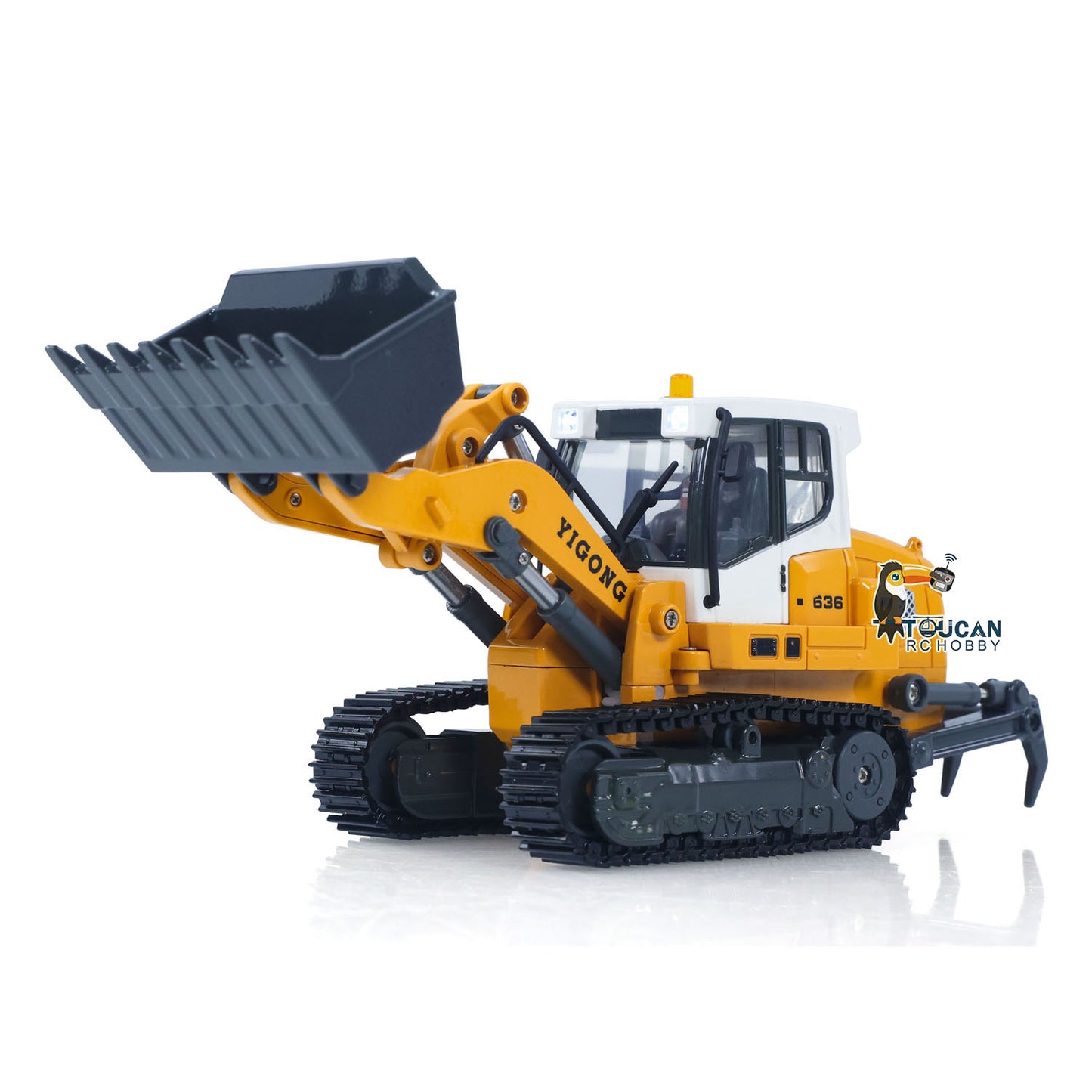 In Stock LR636 1/50 RC Tracked Loader Electric Lifting Radio Control Model Vehicle Metal Openable Bucket Tracks Ripper Soil Loosening Hook