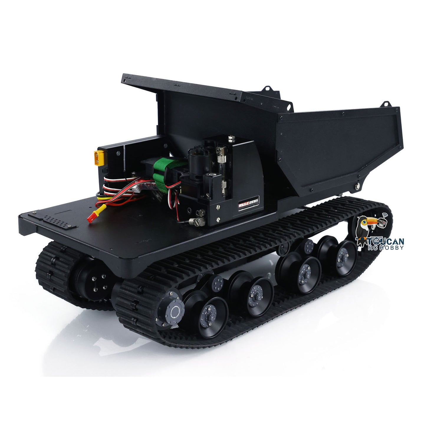 Fast Free Shipping 1/14 RC Hydraulic Crawler Dump Truck T14R Metal Tracked Tipper RTR Construction Machine Flysky ST8 Radio Light Sound Battery
