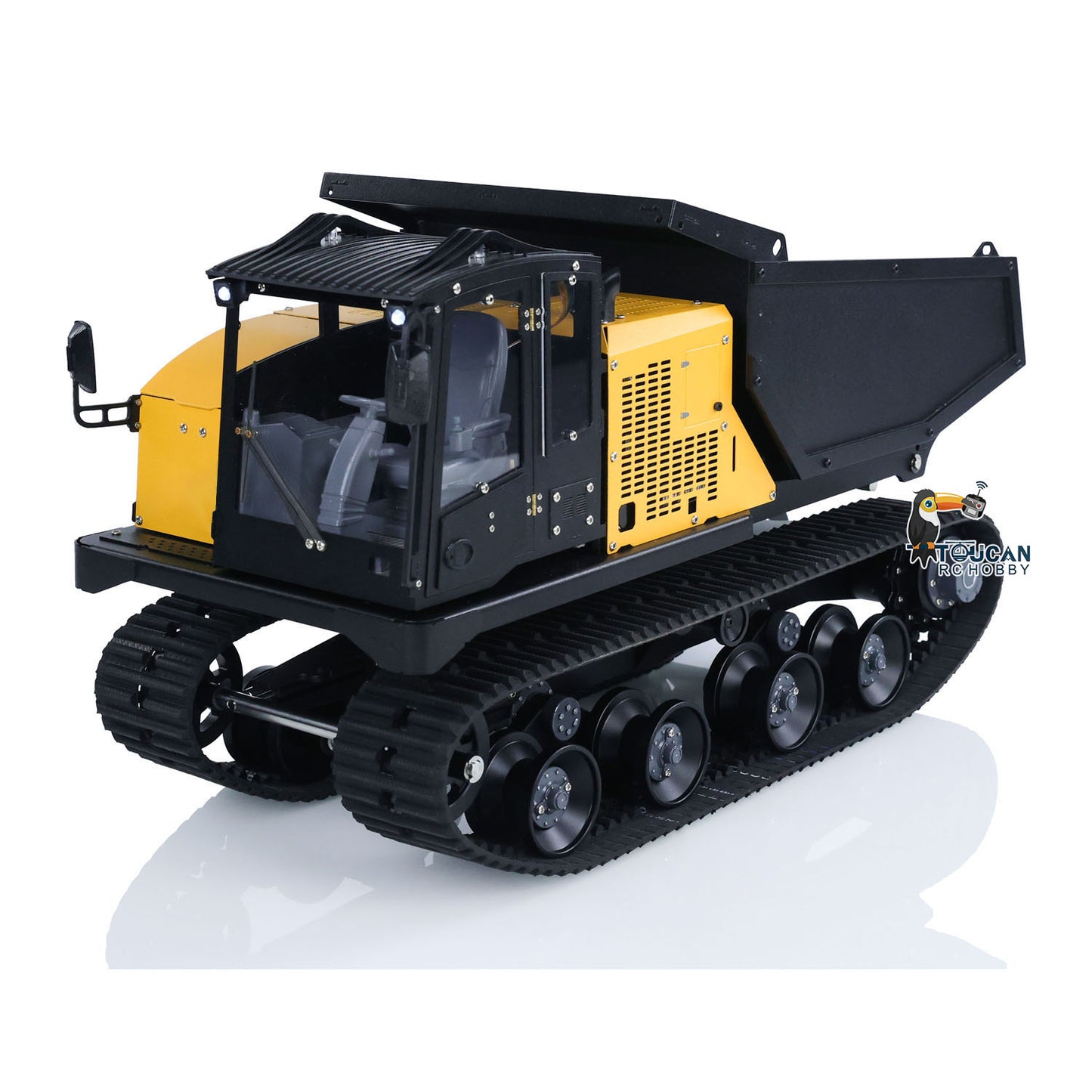 Fast Free Shipping 1/14 RC Hydraulic Crawler Dump Truck T14R Metal Tracked Tipper RTR Construction Machine Flysky ST8 Radio Light Sound Battery