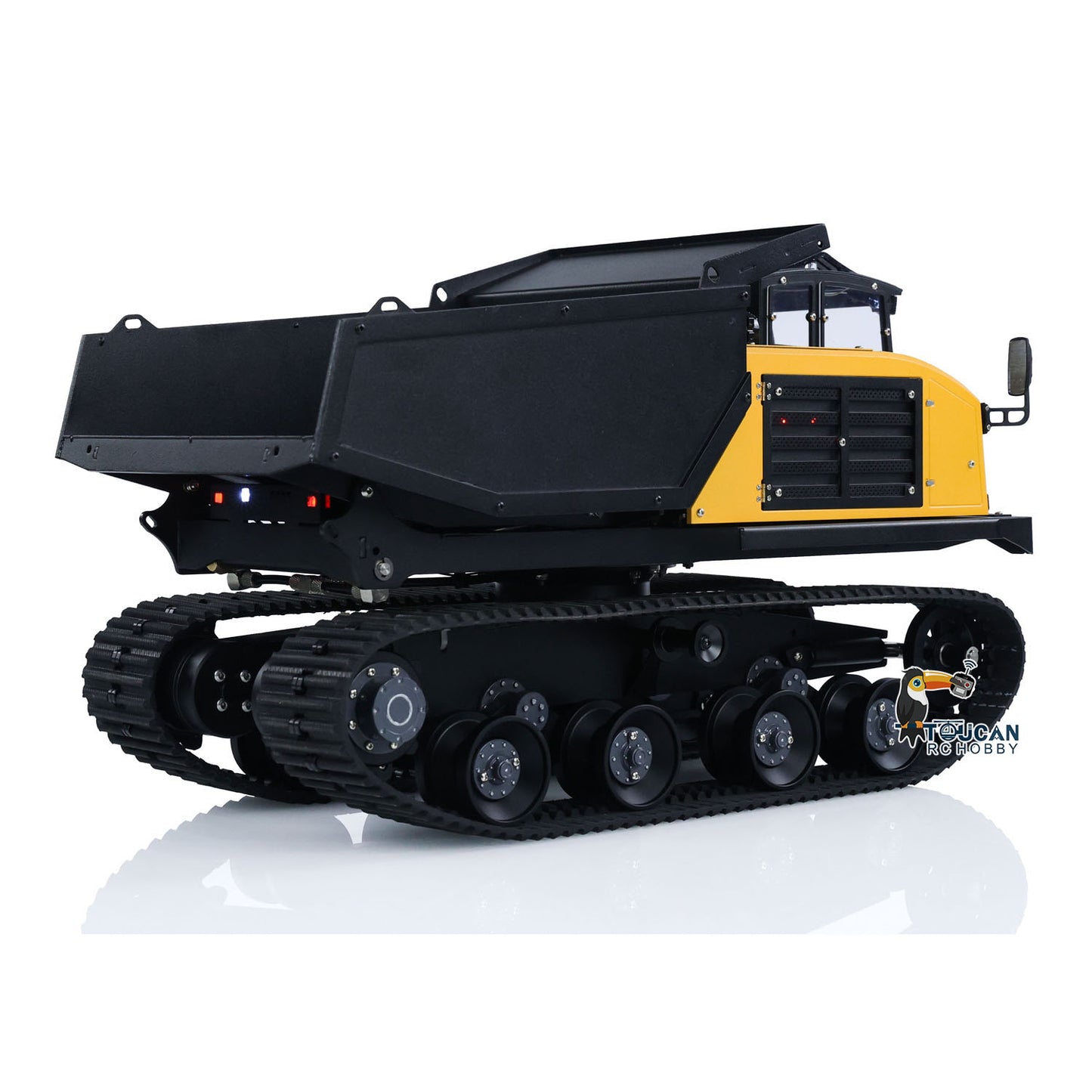 WKLC Metal 1/14 RC Hydraulic Crawler Dump Truck T14R Radio Controlled Tracked Tipper RTR Construction Vehicle ST8 Light Sound Battery