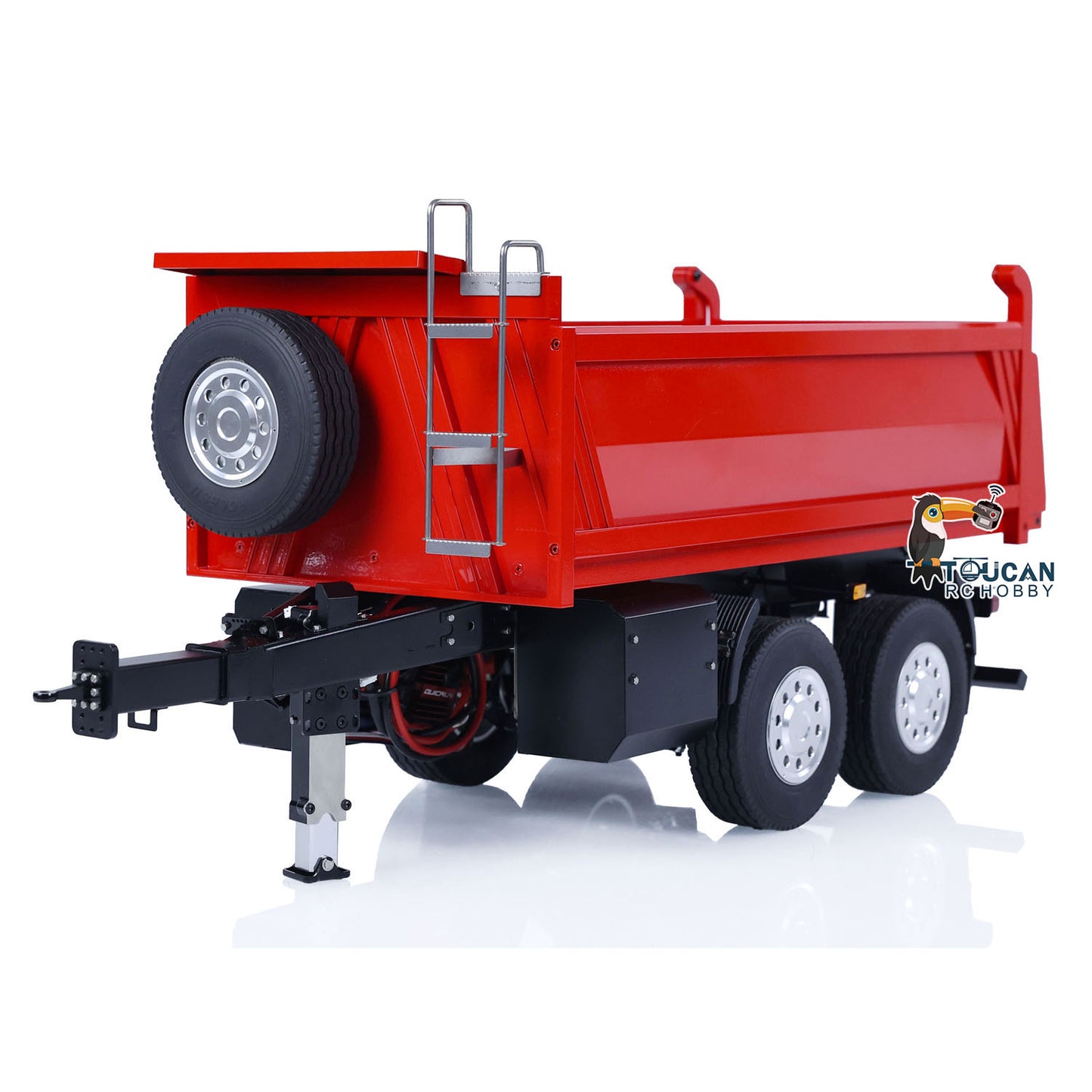 LESU A0051-C 1/14 Metal Full Dump Trailer 2-Axle Heavy Haul Transport Vehicle Electric Landing Legs LED Lights for RC Tractor Truck DIY Models for Model Enthusiast