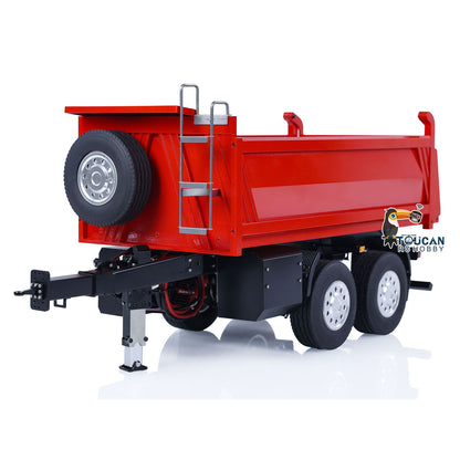 LESU A0051-C 1/14 Metal Full Dump Trailer 2-Axle Heavy Haul Transport Vehicle Electric Landing Legs LED Lights for RC Tractor Truck DIY Models for Model Enthusiast