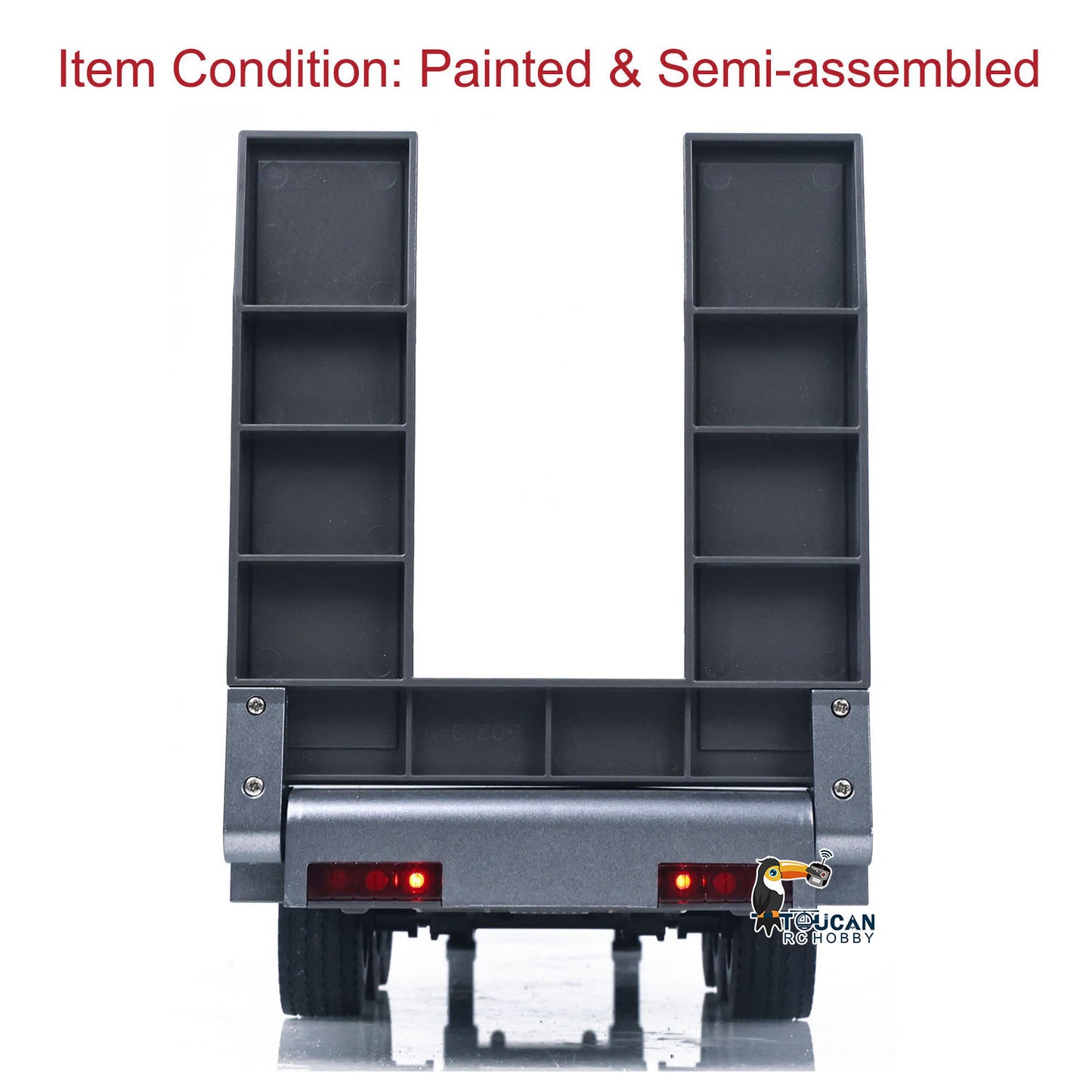 US Stock 73.5CM Plastic Semi Trailer Flatbed 1502 for 1/18 Remote Control Tractor Truck HUINA 1501 Electronic Support Legs Tail Board