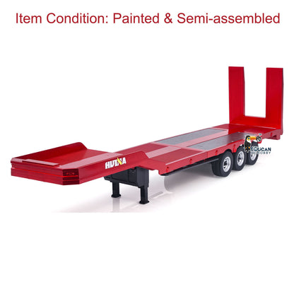 3 Axles Plastic Semi Trailer Flatbed 1502 for 1/18 RC Tractor Truck HUINA 1501 Lorry Car Model Upgrade Parts Electric Tail-Board & Lifting Legs Battery