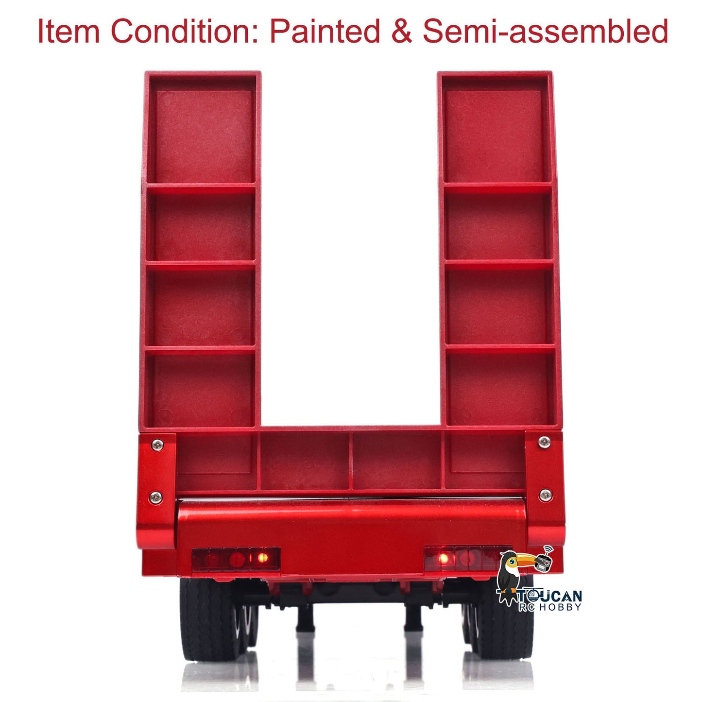 3 Axles Plastic Semi Trailer Flatbed 1502 for 1/18 RC Tractor Truck HUINA 1501 Lorry Car Model Upgrade Parts Electric Tail-Board & Lifting Legs Battery