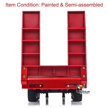 3 Axles Plastic Semi Trailer Flatbed 1502 for 1/18 RC Tractor Truck HUINA 1501 Lorry Car Model Upgrade Parts Electric Tail-Board & Lifting Legs Battery