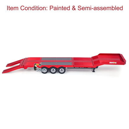 3 Axles Plastic Semi Trailer Flatbed 1502 for 1/18 RC Tractor Truck HUINA 1501 Lorry Car Model Upgrade Parts Electric Tail-Board & Lifting Legs Battery