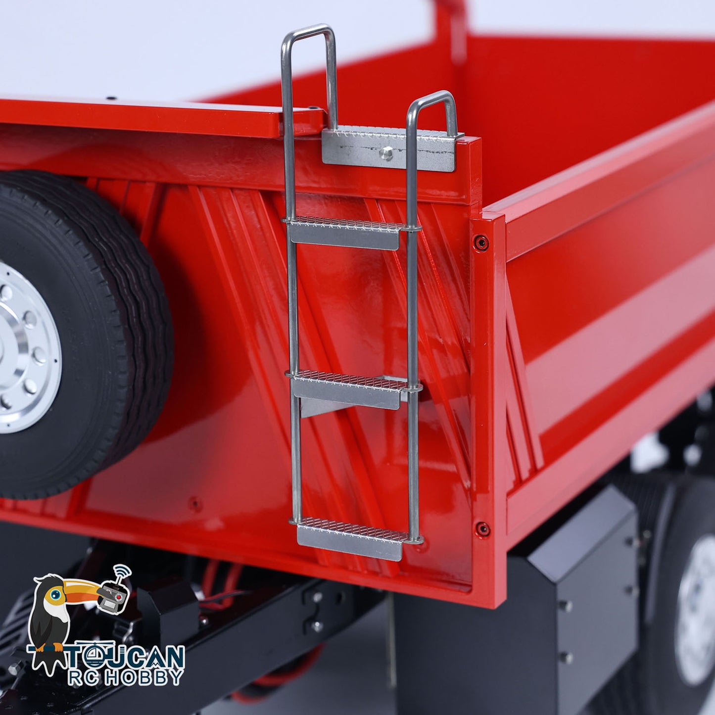 LESU A0051-C 1/14 Metal Full Dump Trailer 2-Axle Heavy Haul Transport Vehicle Electric Landing Legs LED Lights for RC Tractor Truck DIY Models for Model Enthusiast