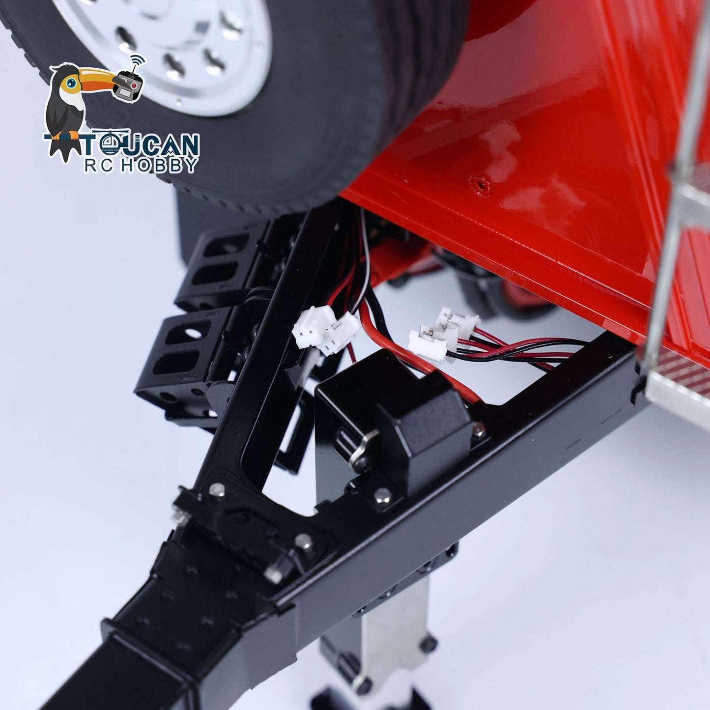 LESU A0051-C 1/14 Metal Full Dump Trailer 2-Axle Heavy Haul Transport Vehicle Electric Landing Legs LED Lights for RC Tractor Truck DIY Models for Model Enthusiast