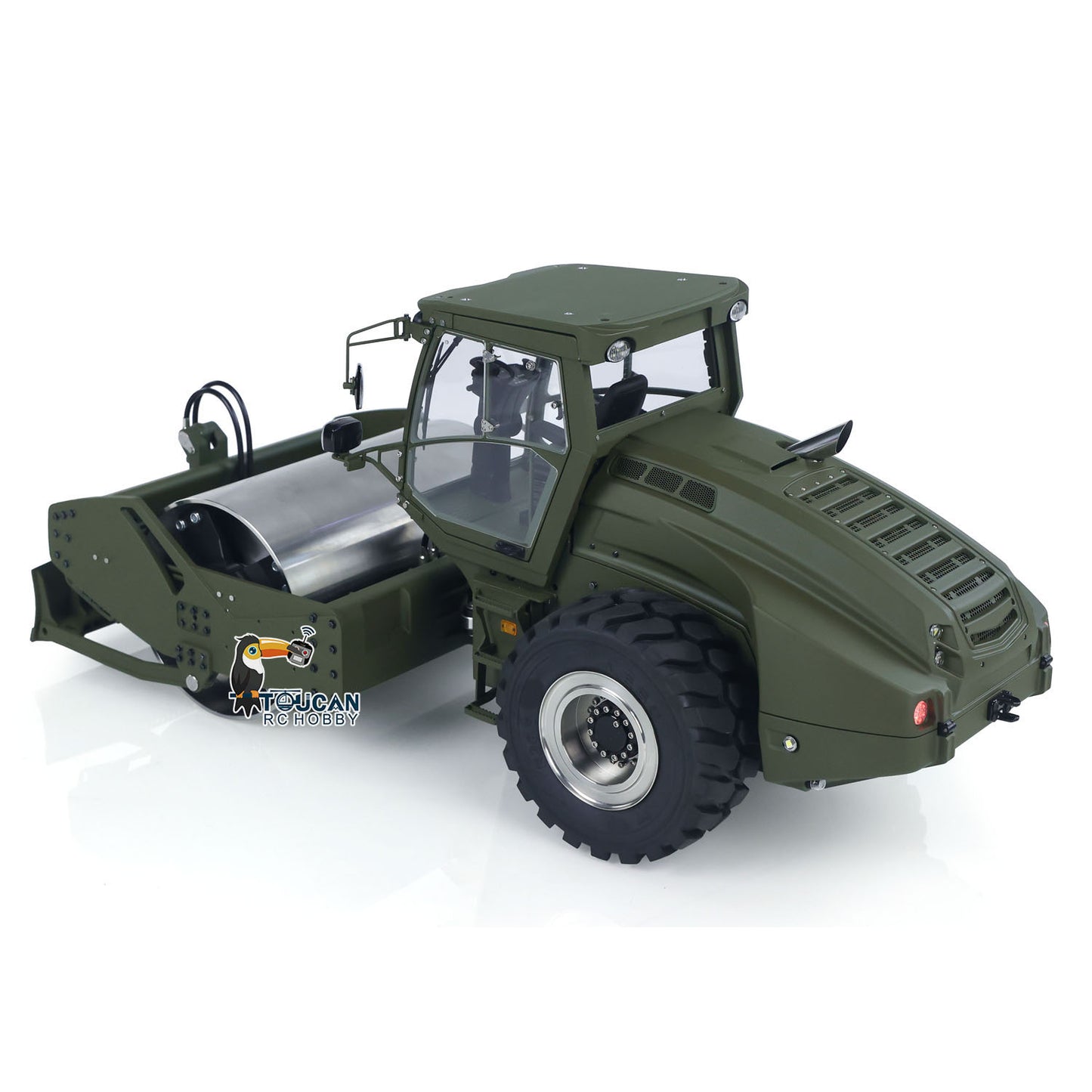 LESU AOUE H13i 1/14 Metal Hydraulic RC Road Roller FlySky I6S Remote Controller Front Shovel Sound Light System for Backyard Fun