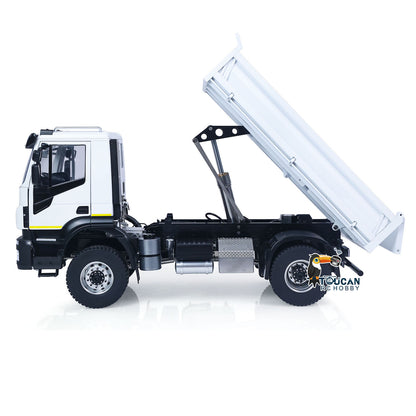 MODO 1/14 Metal 4x4 RC Hydraulic Dump Truck PNP Tipper Vehicle FlySky ST8 Controller Light Sound System Optional Spotlight Snow Blade for Construction Model Collectors