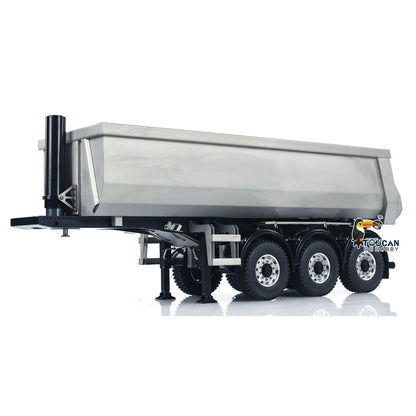 MODO 1/14 Metal RC Hydraulic Dump Trailer 3 Axles Lift Motor ESC Oil Tank Cylinder Manual Support Leg for Remote Control Tractor Trucks DIY for Adult