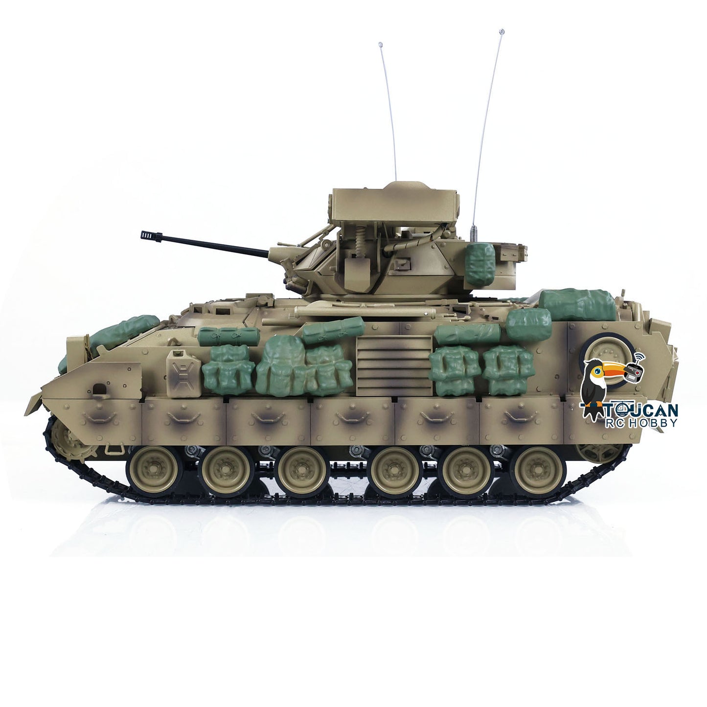 UK Stock Tongde 1/16 RC Tank M2A2 Bradley Infrared Barrel Recoil Electric Toy Model Light Sound Smoke Remote Controller