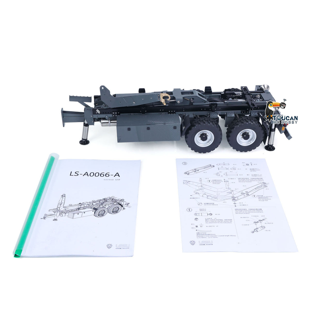 TOUCAN RC HOBBY LESU A0066 1/14 Metal Hydraulic RC Roll Off Trailer Telescopic/Folding Hooklift with Support Legs 5CH Reversing Valve Lights