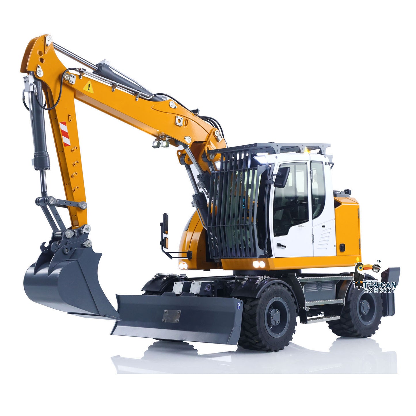 Fast Free Shipping 1/14 RC Hydraulic Wheeled Excavator LR914 8-ways Valve RTR Metal Remote Control 4*4 Digger Model Axle Lock Flysky PL18EV Lite