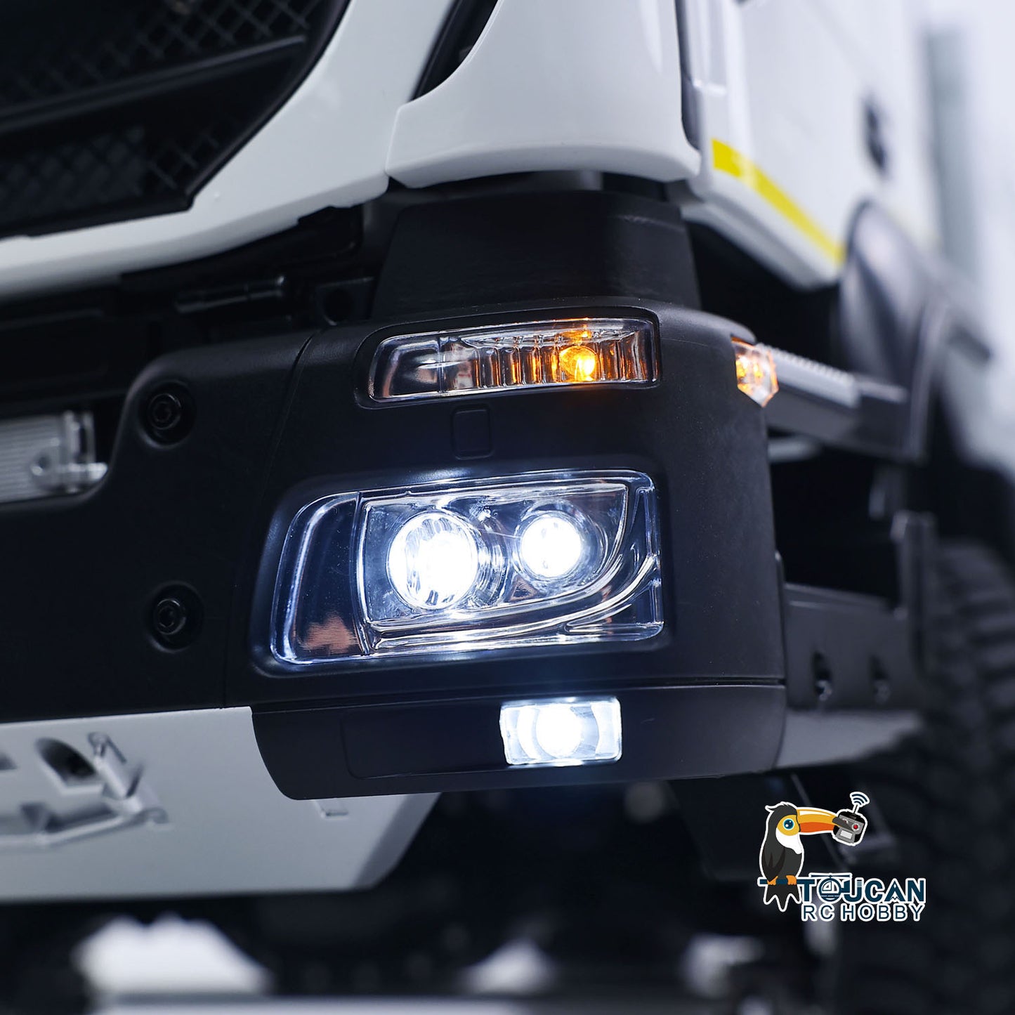 MODO 1/14 Metal 4x4 RC Hydraulic Dump Truck PNP Tipper Vehicle FlySky ST8 Controller Light Sound System Optional Spotlight Snow Blade for Construction Model Collectors