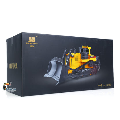 TOUCAN RC HOBBY HUINA Bulldozer télécommandé électrique 1/16 1554 RC Dozer Modèle fini Ripper en métal Effet lumineux Batterie prêt à rouler