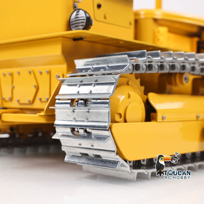 Metal 1/14 RC Bulldozer D7 Remote Control Dozer Model Hydraulic Construction Vehicles Truck Flysky Radio CNC Light Sound Battery