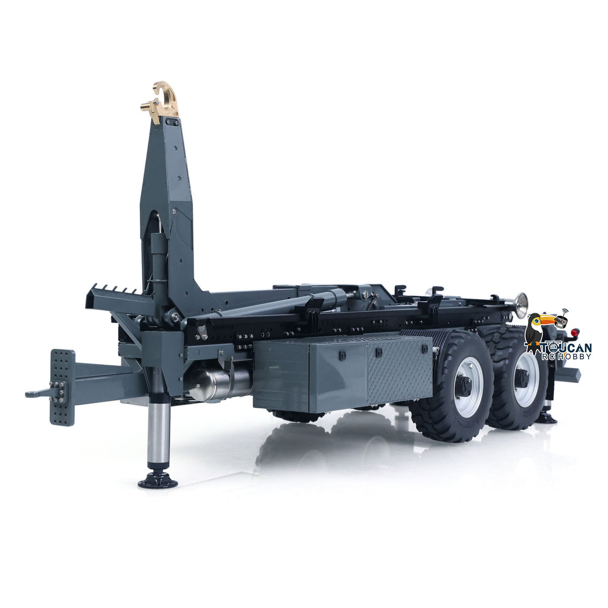 TOUCAN RC HOBBY LESU A0066 1/14 Metal Hydraulic RC Roll Off Trailer Telescopic/Folding Hooklift with Support Legs 5CH Reversing Valve Lights