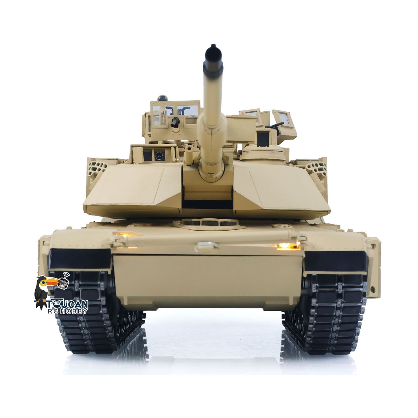 TOUCAN 1/16 Metal RC Tank M1A2 Abrams IR Dual Current Driving Gearbox Barrel Recoil Elevation 360 Turret Rotation Smoke RTR