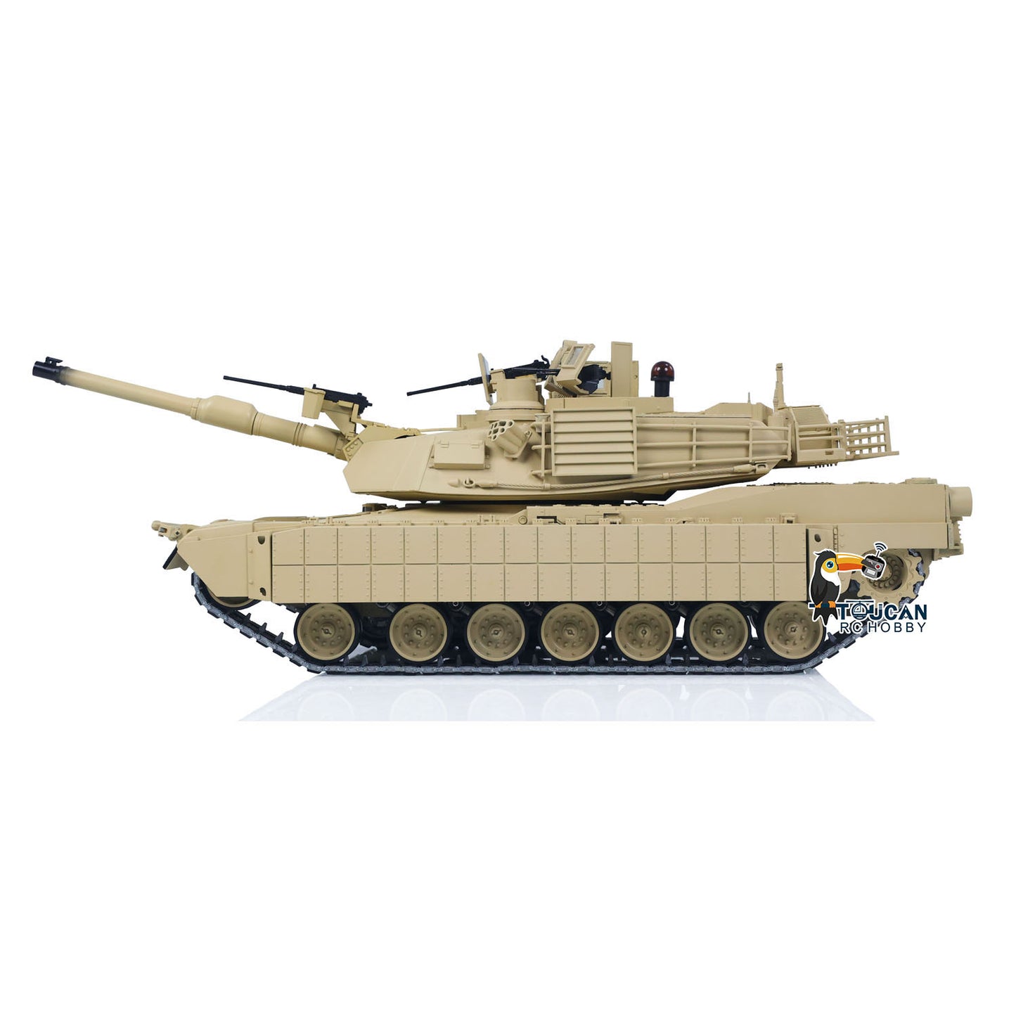 TOUCAN 1/16 Metal RC Tank M1A2 Abrams IR Dual Current Driving Gearbox Barrel Recoil Elevation 360 Turret Rotation Smoke RTR