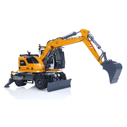 CUT Model 1/14 Remote Control Hydraulic Wheeled Excavator 3Arms LR914 8CH Valve Metal RC Digger Flysky PL18EV Lite Radio RTR