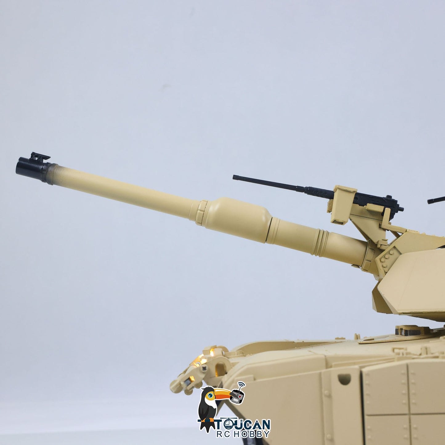 TOUCAN 1/16 Metal RC Tank M1A2 Abrams IR Dual Current Driving Gearbox Barrel Recoil Elevation 360 Turret Rotation Smoke RTR