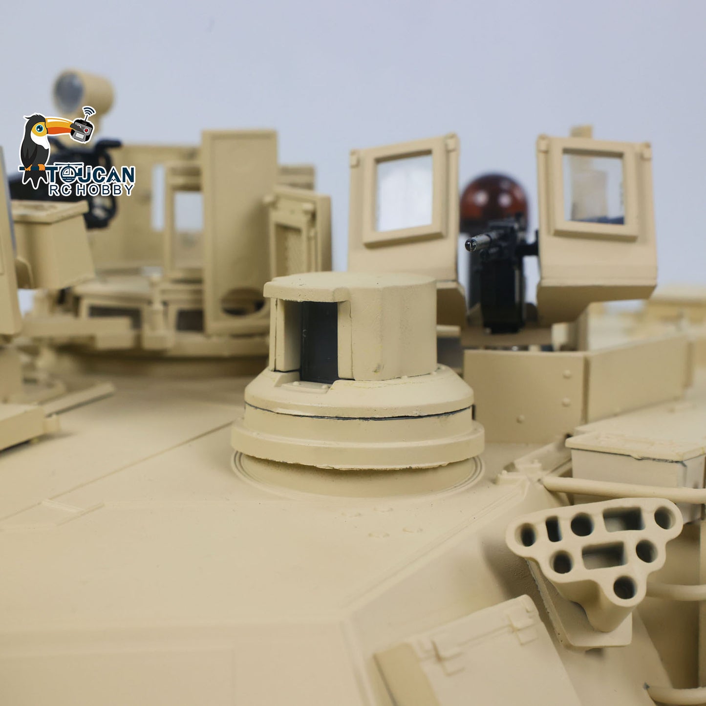 TOUCAN 1/16 Metal RC Tank M1A2 Abrams IR Dual Current Driving Gearbox Barrel Recoil Elevation 360 Turret Rotation Smoke RTR
