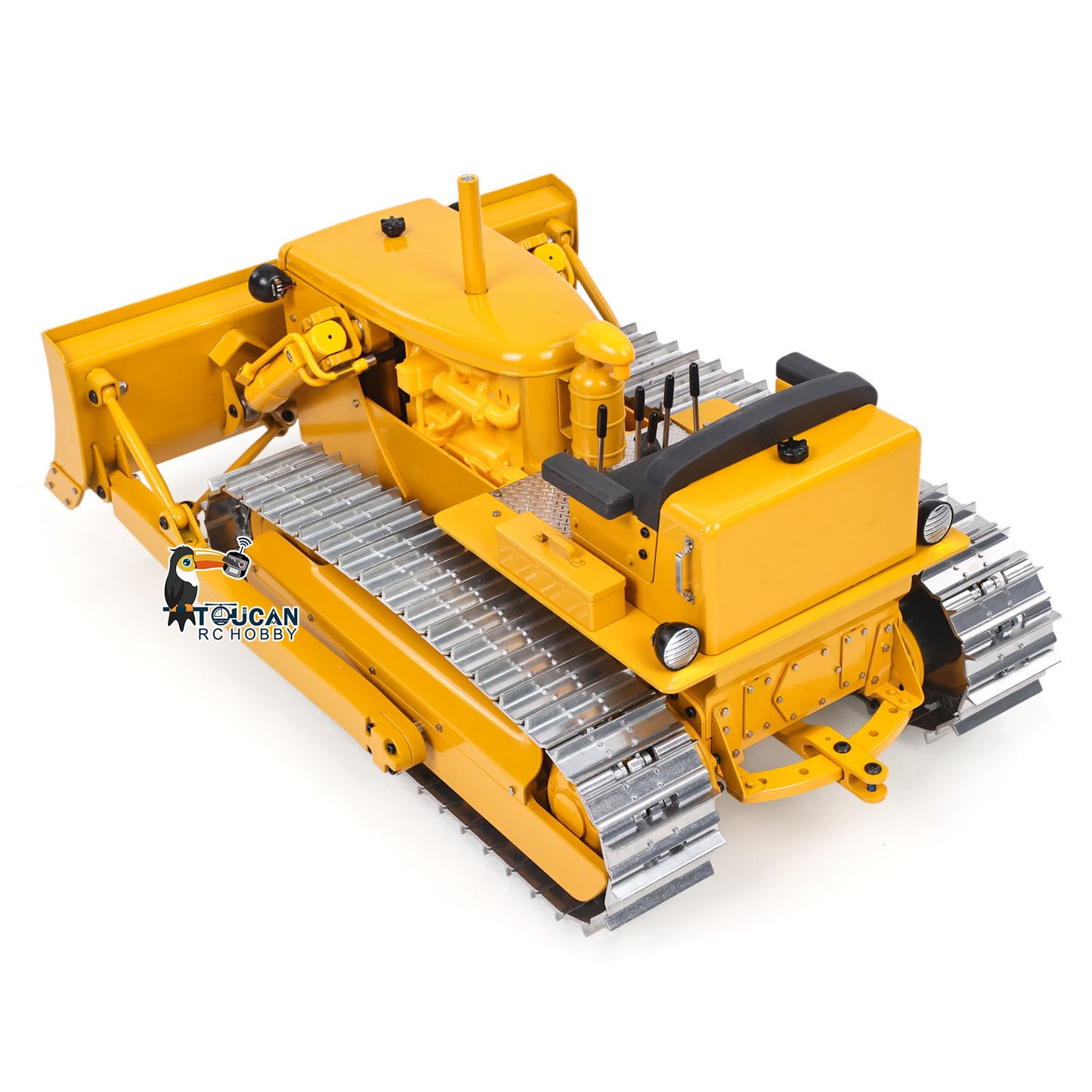 Metal 1/14 RC Bulldozer D7 Remote Control Dozer Model Hydraulic Construction Vehicles Truck Flysky Radio CNC Light Sound Battery