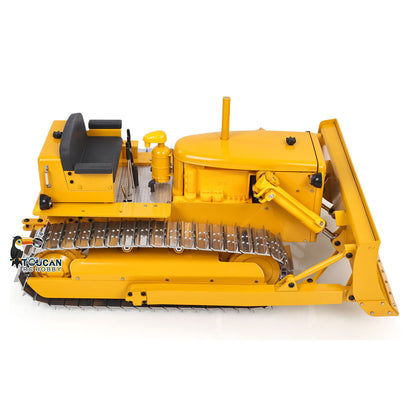 Metal 1/14 RC Bulldozer D7 Remote Control Dozer Model Hydraulic Construction Vehicles Truck Flysky Radio CNC Light Sound Battery