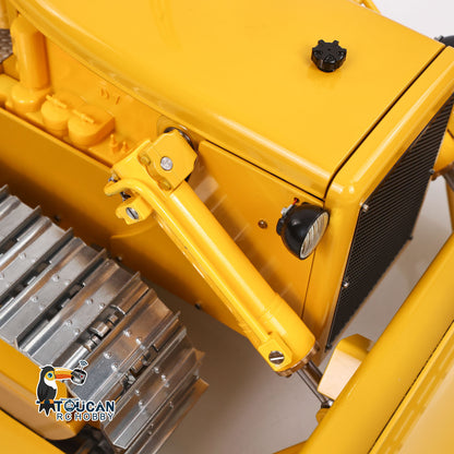 Metal 1/14 RC Bulldozer D7 Remote Control Dozer Model Hydraulic Construction Vehicles Truck Flysky Radio CNC Light Sound Battery